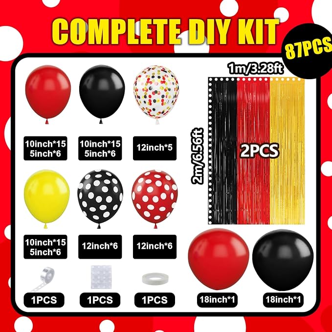Red Yellow Black Balloon Arch Garland Kit Birthday Party Decorations | Red - Image 4