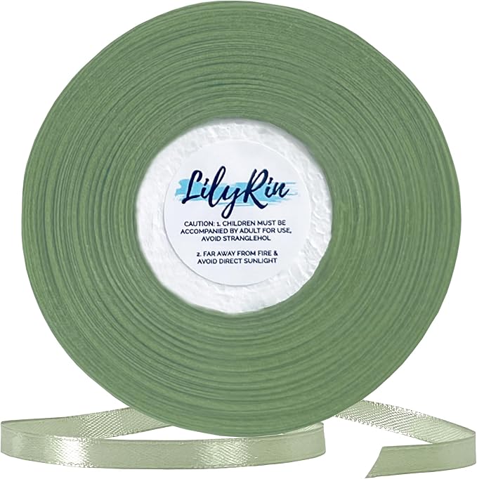 Sage Green Ribbon 1/4 Inches 36 Yards Satin Roll Perfect by LilyRin