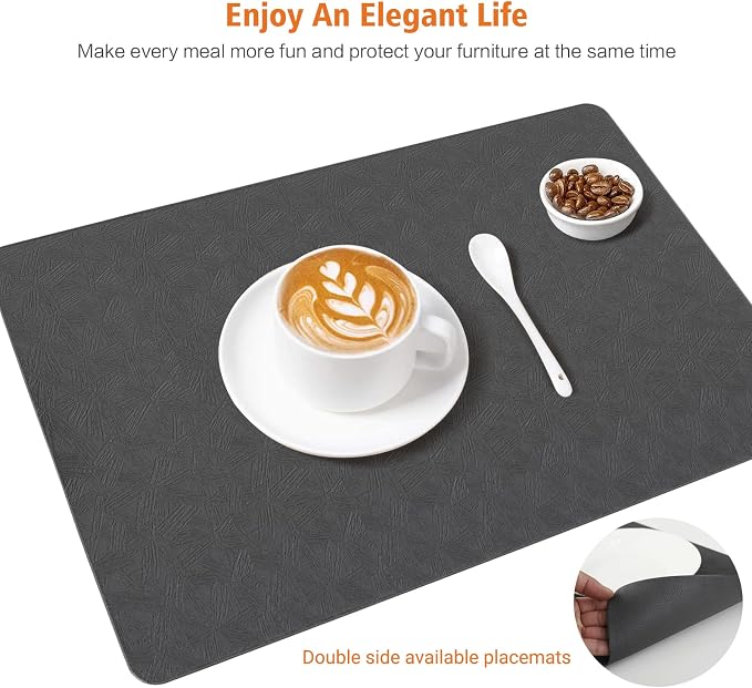 Vinyl Placemats Set of 6 Heat Resistant Easy Clean Non-Slip Place Mats - Image 4