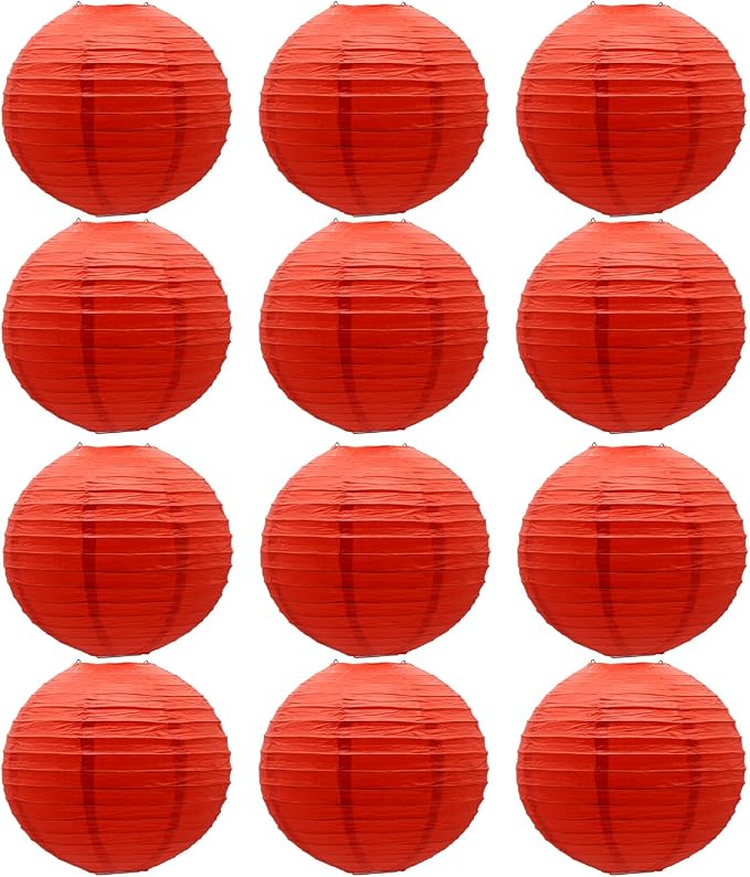 Red Paper Lanterns Round Shape Chinese Japanese Lanterns by BARTHEW