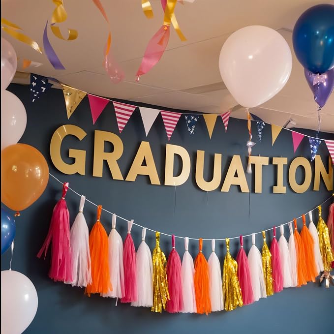 Shiny Tassel Garland Tissue Paper Tassel Banner, Tassels Decorations - Image 4