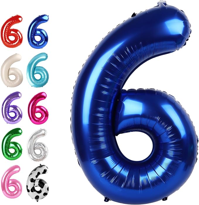 Night Blue Number 6 Balloon 40 inch, 6th Birthday Party Balloons Decorations | by Upgesy