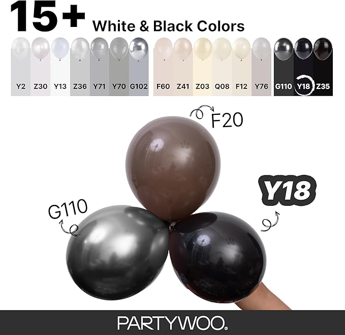 PartyWoo Black Balloons 92 pcs Different Sizes of 18 12 10 5 Inch Black - Image 4