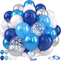 Blue and Silver Balloons, 12 Inch Navy Blue Balloons, Pearl Blue Metallic by Saxuxu