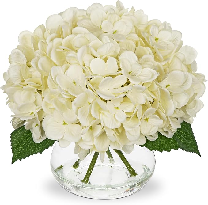 Hollyone Ivory White Hydrangea Artificial Flowers by Hollyone