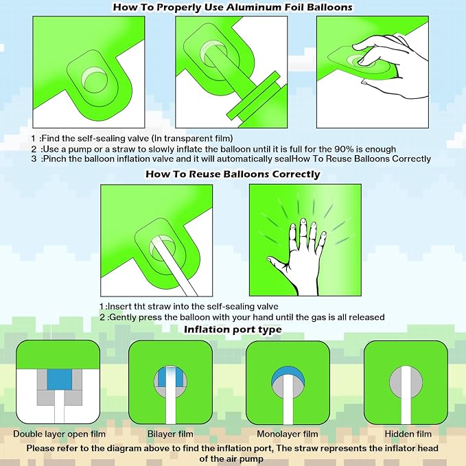 40 Inch Green Pixel Themed Number 4 Balloon Set Foil Balloon - Image 5
