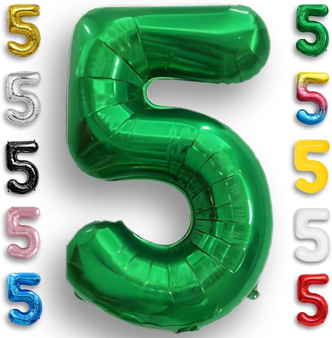 Green Number Balloon 5 Mylar Foil Balloons 16 Inch by Unknown