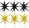 HILAVO 6PCS Black Gold Star Balloons, 22Inch Large Star Balloon Foil Balloons by HILAVO