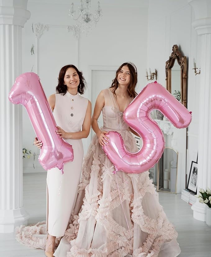 Pastel Pink 1 Balloon, 40 Inch Large Light Pink Foil Number Balloons, Self - Image 6