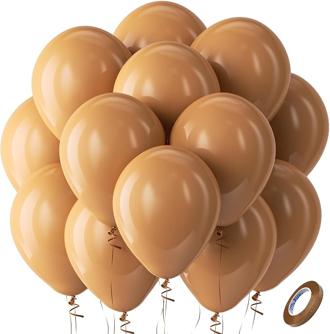 Bezente Tan Latex Round Helium Party Balloons 100 Pack 12 inch | Boho Neutral by Bezente