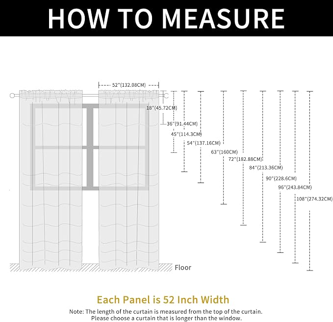 SpaceDresser Check Sheer Curtains 90 Inches Long - Image 6