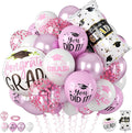 Pink Graduation Balloons, Grad Round Foil Balloons, Metallic Confetti Pink by BIAPIAN