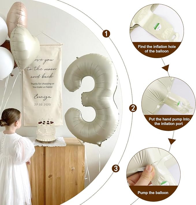 Number Balloons 1 Balloon Cream - Image 6