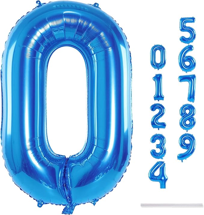 Blue Balloon Number 0, 40 Inch Large Self Inflating Foil Number Balloons 0-9 - Image 8