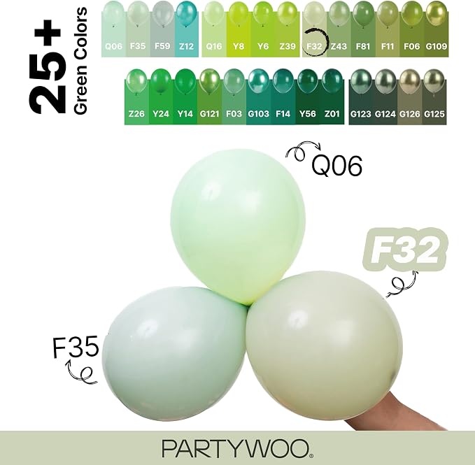 PartyWoo Sage Green Balloons 152pcs Dusty Boho Green Color 18 12 10 5 Inch | 18 - Image 4