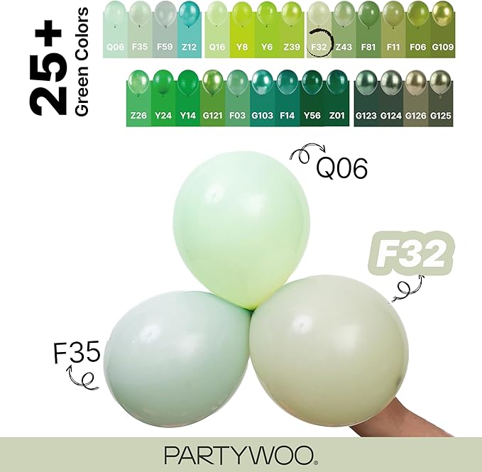PartyWoo Sage Green Balloons 140pcs Dusty Boho Green Color 18 12 10 5 Inch | 18 - Image 4