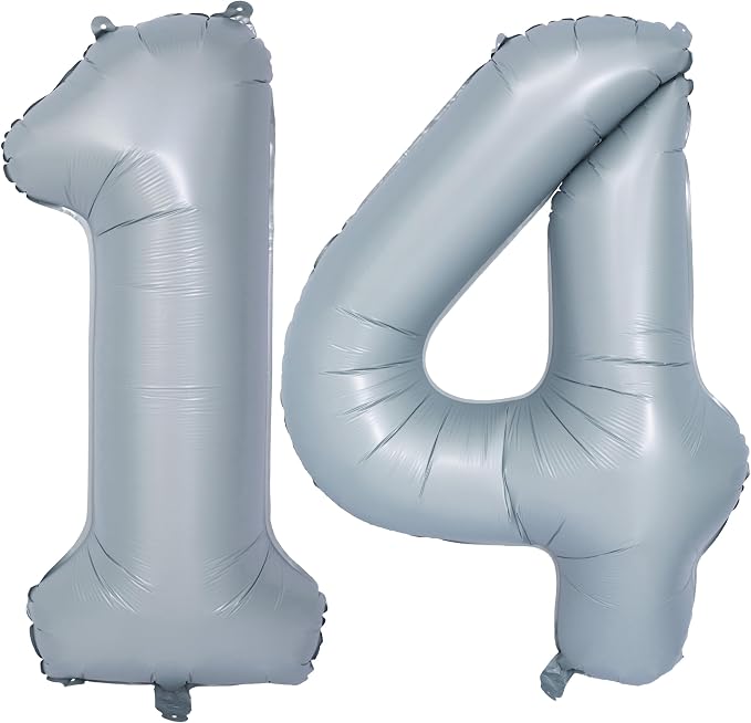 40 In Matte gray Number Balloon Helium Foil Mylar Birthday Balloon Digit 14 | by Exquisitehighqualitypartydecorationstomeetyoureveryneed%EF%BC%81