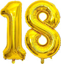 Gold 18 Number Balloons, 40 Inch Giant Number 18 Balloons Foil Mylar Helium by Lovoir