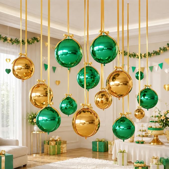 Green Gold Round Foil Balloons - Image 7