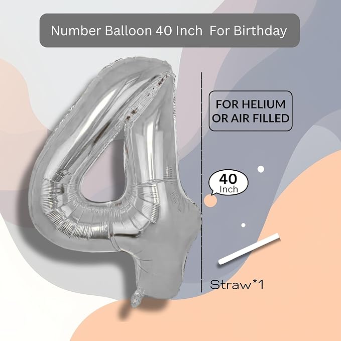 Blue Number Balloon 4 Mylar Foil Balloons 40 inch - Image 8