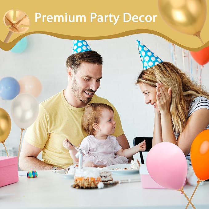 PP OPOUNT 35 PCS Gold Balloon Sticks, 12.6 inches, Party Decoration, - Image 5