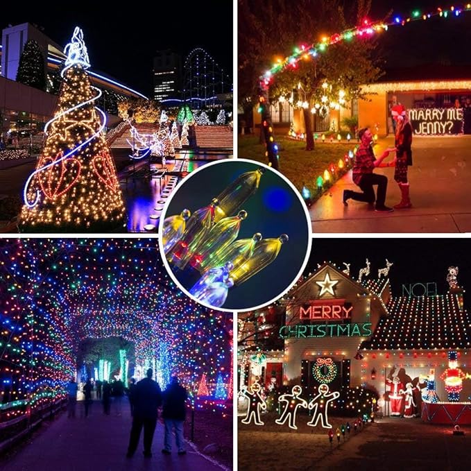 Christmas Lights 50 LED String Lights Battery Operated Clear Mini Lights18ft with Timer for Thanksgiving Day Wreath Christmas Tree Indoor Outdoor Decoration, Waterproof, Multicolor 2Pack