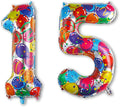 40 Inch Rainbow Balloon Number 15 Balloons, Foil 15th Birthday Party Decor | by Unknown