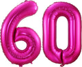 Hot Pink 60 Balloon Numbers, 40 Inch 60th Birthday Balloon Foil Mylar Number 60 by BBPOOL