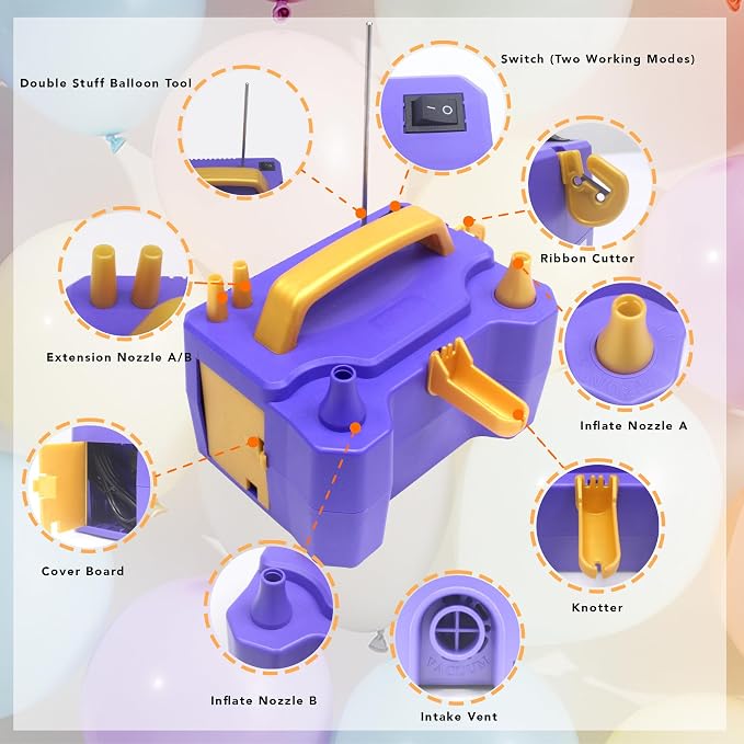 3-in-1 Balloon Electric Inflation & Vacuum Electric Pump | Fast - Image 2