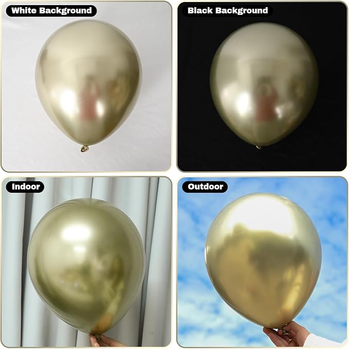 Jobkoo 60 Pcs Light Gold Balloons 5Inch Metallic Gold Chrome Balloons Champagne - Image 3