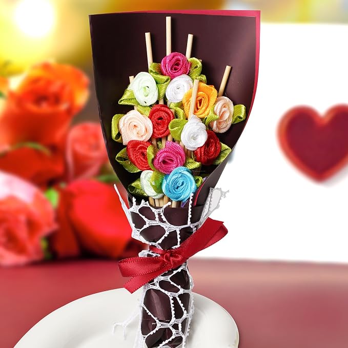 Minisland Multicolor Rose Flower Cocktail Picks, 4.7 Inch Long Bamboo Fancy - Image 8