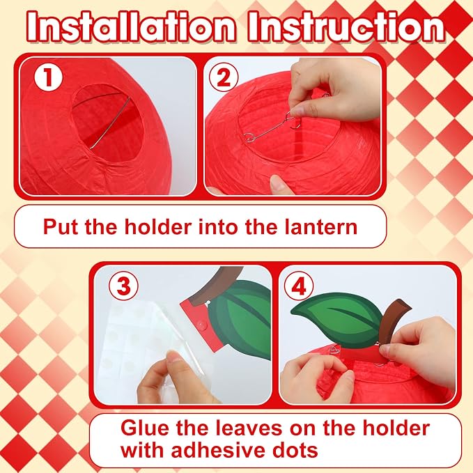 12 Pcs 10 Inch Back to School Decoration Red Apple Orchard Theme Hanging Paper - Image 5