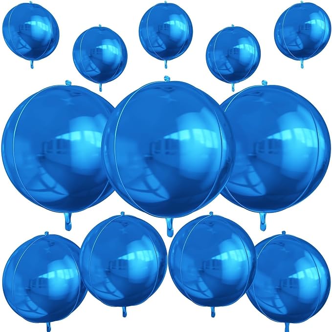 12Pcs Dark Blue Round Foil Balloons, Metallic Blue Foil Balloon by vibzox