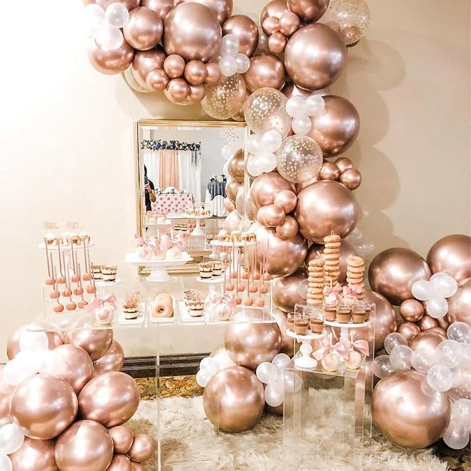 PartyWoo Rose Gold Balloons 20pcs Metallic Chrome Rose Gold Color | 18 Inch - Image 3
