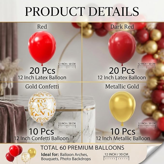 60-Pack 12-Inch Confetti Latex Balloons - Image 2