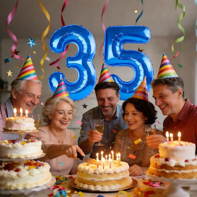 40 Inch Number 35 Balloons for 35th Birthday Party Decorations, 0-100 Dark Blue - Image 2