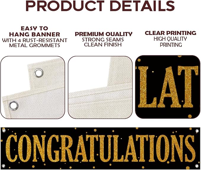 Congratulations Banner Decor, Elegant Celebration Decoration - Image 3
