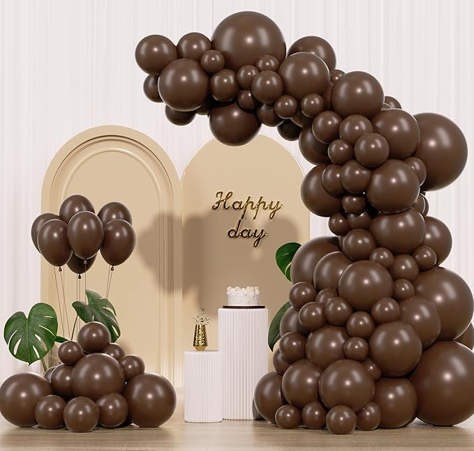 Dark Brown Balloons 145pcs Different Sizes 18 12 10 5 Inch Boho Brown Garland by Unknown