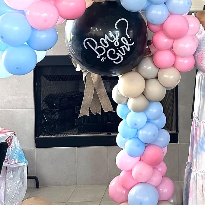 Pink and Blue Balloons Set, 35 Pack Pastel Pale Blue Pink Confetti Latex - Image 8