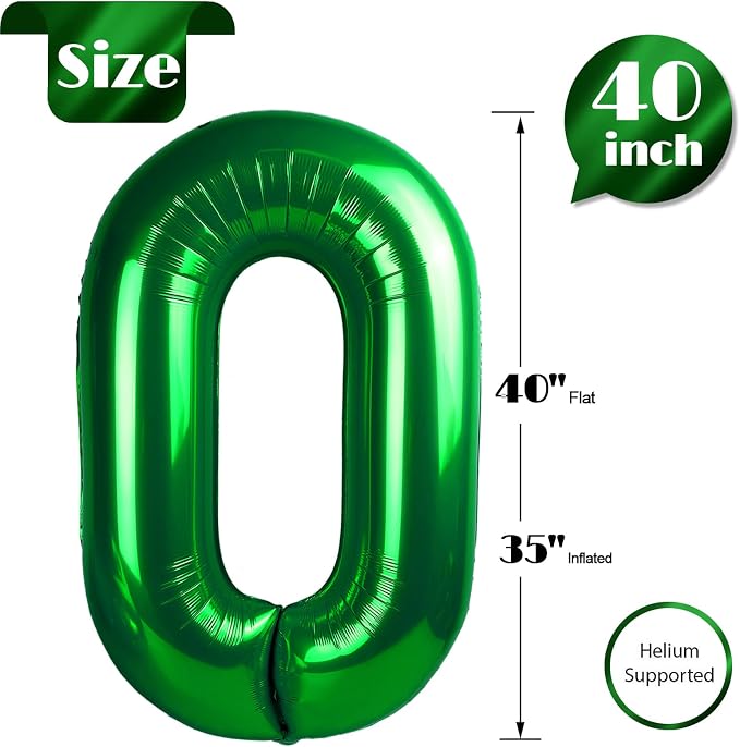 Green Number 0 Balloon 40 Inch, 0th Birthday Party Decorations Men Women | Foil - Image 5