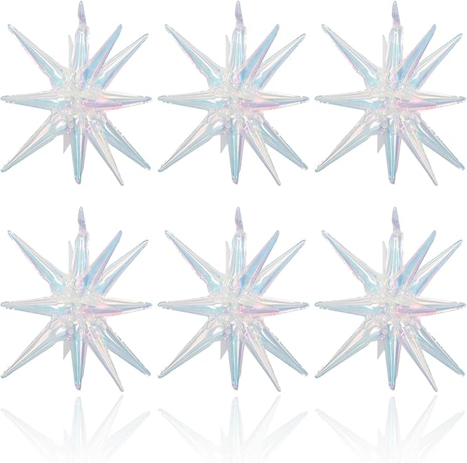HILAVO 6PCS Iridescent Star Balloons, 22Inch Huge Iridescent Explosion Star by HILAVO