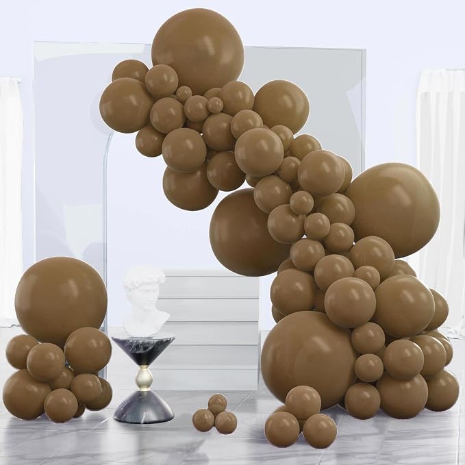 PartyWoo Brown Balloons 120pcs Boho Coffee Tan Fall Color 18 12 10 5 Inch | 18 by PartyWoo