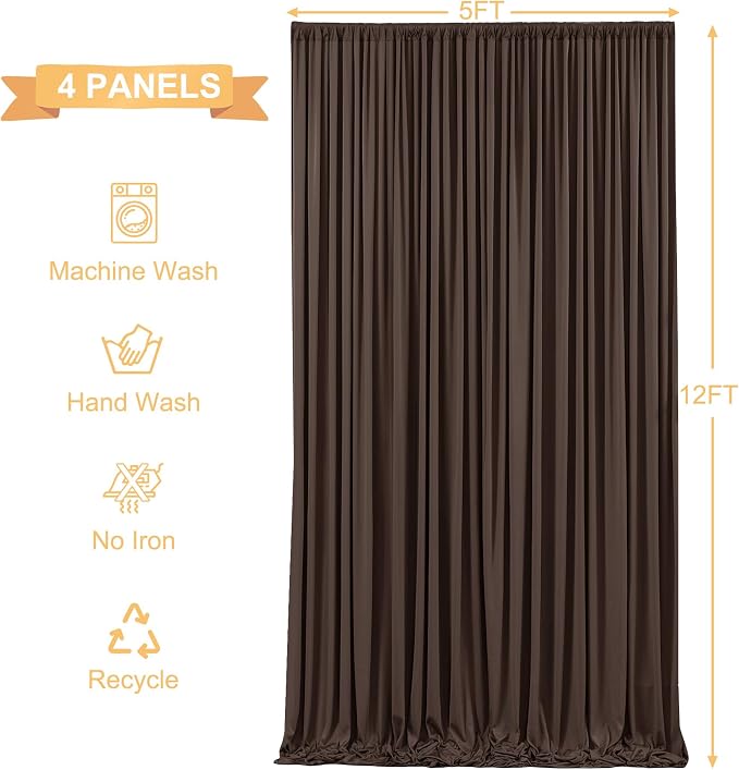 4 Panels Brown Backdrop Curtains - Image 5