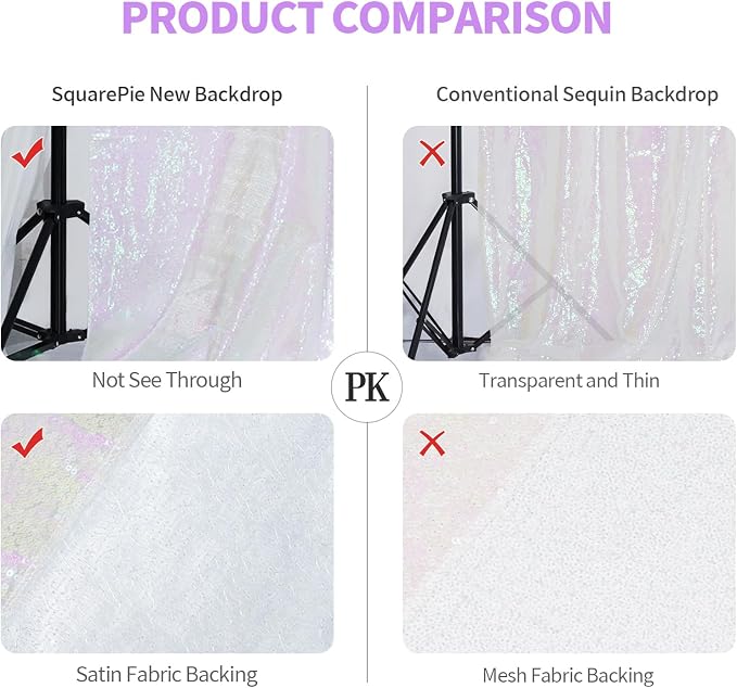 SquarePie 6x8ft Iridescent Sequin Backdrop, High Density Non-Transparent - Image 6