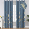 Stone Blue Blackout Curtains for Living Room 90 Inch Length 2 Panels Set by ESTELARTEXTILER