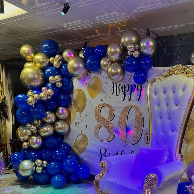 YMSZ Blue and Gold Balloons Arch Kit, Royal Blue Balloons | 134pcs Metallic - Image 7