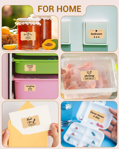 Phomemo Brown Thermal Labels for Shipping Label Printer for Small Business Supplies - 3" x 2" / 500 Brown Labels/Roll, Commercial Grade Round Stickers Roll for Custom Stickers Personalized & Business