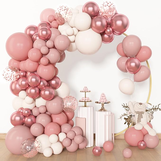 Amandir 153pcs Dusty Pink Balloon Garland Arch Kit Different Sizes | 18 12 10 5 by Amandir