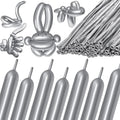 260 Metallic Silver Long Balloons by Kawkalsh