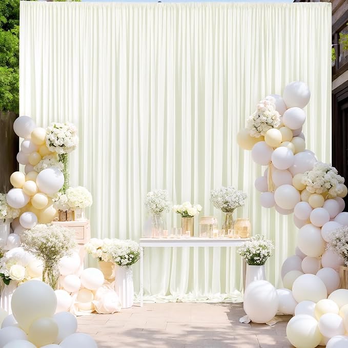 10x12 Ivory Backdrop Curtains for Wedding Party Wrinkle Free Backdrops Curtain - Image 2